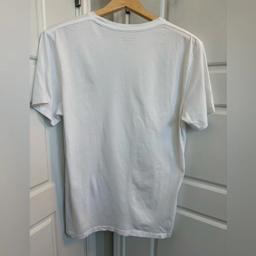 All Saints Brace Cotton Crew Neck Tshirt in White Size Large